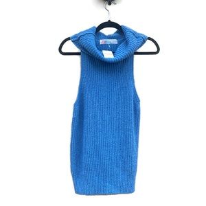Free People Beach FP Blue Ribbed Chunky Knit Sleeveless Cowl Neck Sweater NWT